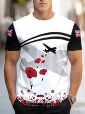 Men's Funky T-Shirt, Airplane Poppies
