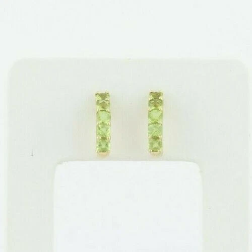 1.00 Carat Natural Green Peridot Half Hoop Earrings 14k Yellow Gold n946 - Image 2 of 4