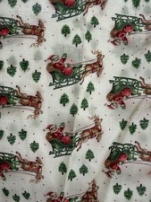  Christmas sleigh design - Cotton Fabric remnant approx 1m x 1.5m