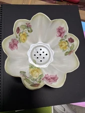 Antique Austrian Salad Draining Dish. Cress Drainer. Footed Colander Strainer