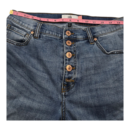 Cabi Palm Beach Crop Jeans Womens 8 Button Fly wide leg Denim Distressed Stained - Picture 5 of 12