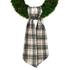Christmas Wreath Sash for Front Door, Green White Buffalo Plaid Sash Christmas W