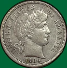 1906-S Barber Dime Almost Uncirculated AU Coin #39321