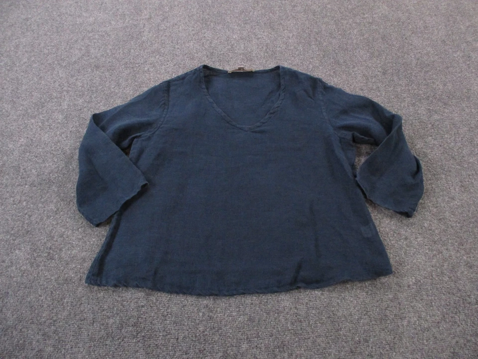 Camisa Lino Mujer S Azul Lino Suelta Ligera Pullover Transpirable Clásica Foto 2 de 4