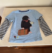 Mini Boden Long Sleeve Shirt Picnic Animal Applique Size 4- 5Years