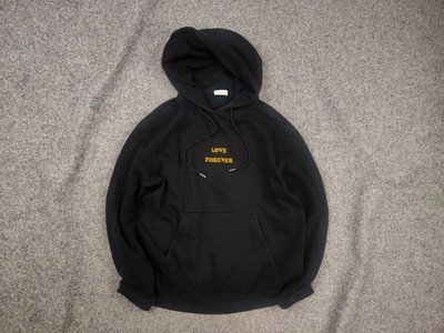 Sandro Paris Design Black Cotton Love Forever Logo Oversized Hoodie