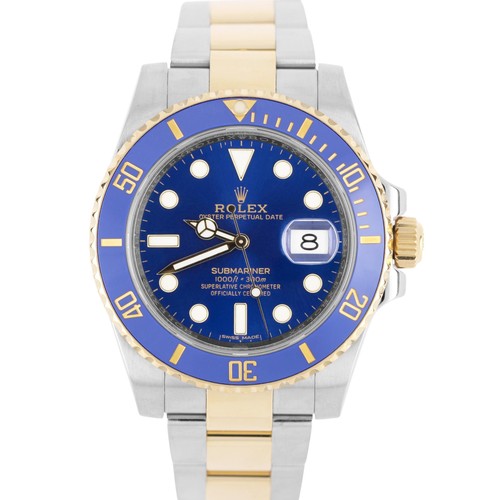 Rolex Submariner Date Two-Tone 18k Yellow Gold Steel BLUE 40mm 116613 ...
