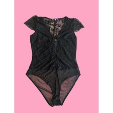 Charlotte Russe Black lace bodysuit with mesh details goth festivalvibes sz M