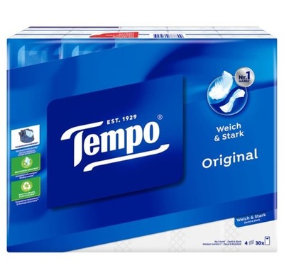 Tempo Taschentücher 4 lagig 1 Paket 30x10 Stück-waschmaschinenfest