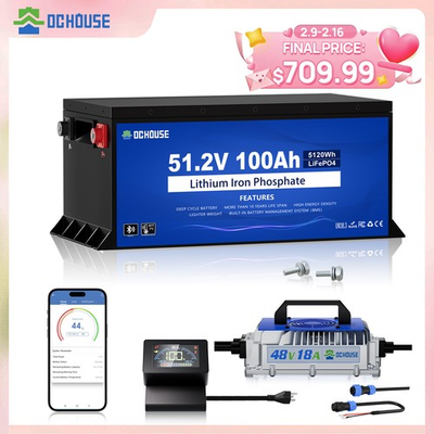 #ad DC HOUSE 48V 100Ah Lithium Lifepo4 Golf Cart Battery Metal Case 18A Charger $886.75