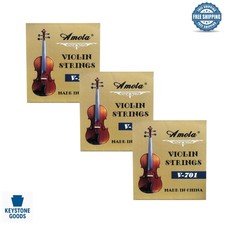 Stainless Steel Violin Strings 3-Packs  Full Set Replacement for 4/4 Size In...