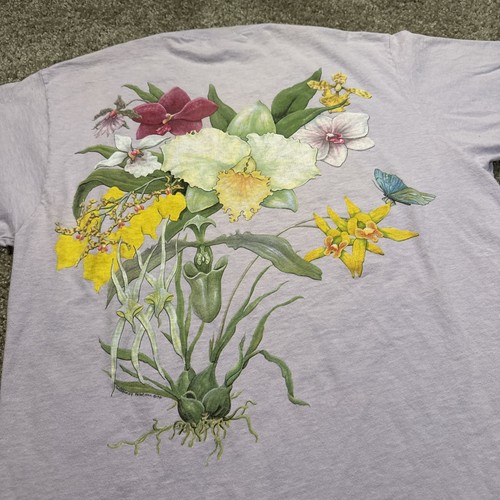 Vintage 1991 Orchids Peter Kull Art Flowers Purple T-Shirt Large - Picture 3 of 7