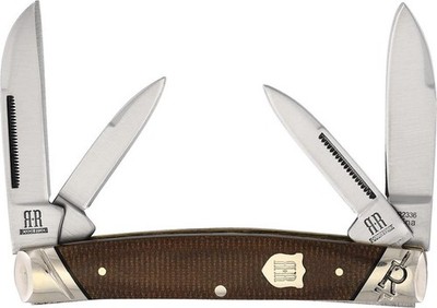 Rough Ryder Messer Congress Brown Burlap Micarta Slipjoint Taschenmesser