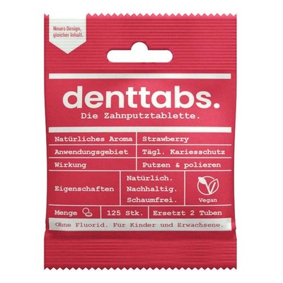 Zahnputztabletten - Kids3+ Strawberry ohne Fluorid 125Stk | DENTTABS GMBH