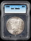1928 Peace Dollar - ICG MS62 - Key Date - Full Luster Silver Coin - #423