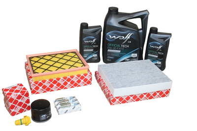 Inspektionskit 1,5 Ecoboost Ford Kuga inkl 7 Liter 0W20 Wolf Motoröl 53366411