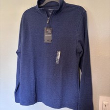 New Van Heusen Men S Sweater Flex Stretch Classic Fit Navy Blue Zip 60 Cotton