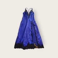 VTG Y2k Victoria's Secret purple with black lace trim maxi slip dress