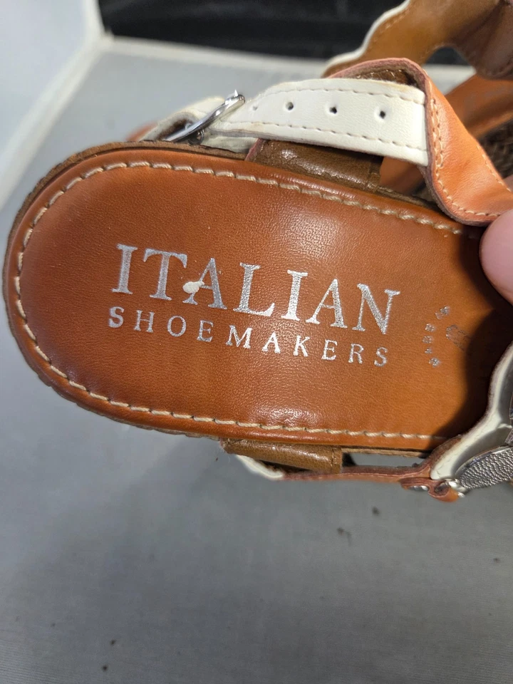 Sandalias de cuña marrones para mujer con zapatos italianos talla Italia 7 pedrería Foto 4 de 4