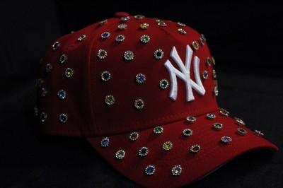 New Era New York Yankees MLB Rhinestone Studs NY Logo Cap Hat, Red