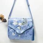 New Women Cross Body Bags embroidery Everyday Use Tote Purse Satin Shoulder bag