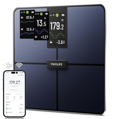 Smart Body Fat Scale 4.3'' Color Display WiFi Bathroom Scale with BMI App Synch