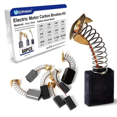 60Pcs Electric Motor Carbon Brushes Set, 10 Different Models for Replacement... 