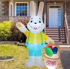 Coniglio Pasquale Gonfiabile Gigante 2.1m con LED Decorazione Pasqua Giardino Es