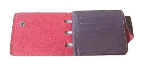 Braune Leder-Geldbörse mit Doppelfaltung, Druckknopfverschluss und geprägtem Adler - Bild 3 von 4