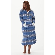 Carole Hochman Womens Snowflake Print Cozy Hooded Robe Sz L Kaftan Loungewear