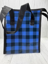Borsa Porta Pranzo Isolata Plaid Lumberjack Blu Non Tessuto Termica Raffreddatore