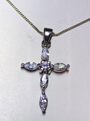 SET MIT KREUZANHÄNGER 18 ZOLL LÄNGE KETTE UND 1,1 ZOLL LÄNGE STERLINGSILBER!