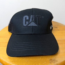 Caterpillar Black Mesh Trucker Snapback Hat Cap with Hang Tag