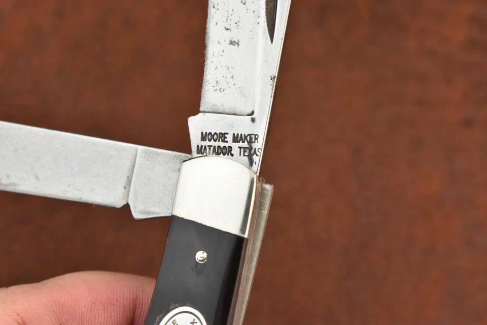 MOORE MAKER MATADOR TEXAS MADE IN USA SMOOTH BUFFALO HORN TRAPPER KNIFE (28115) - Image 2 of 4