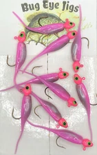 10 Pack 1/16 Oz  Pink And Gray Crappie Jigs. ( Pink Panther)