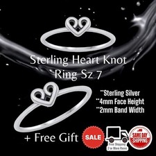 Sterling Silver 925 Cute Knot Heart Ring Band Sz 7 - Special FREE GIFT