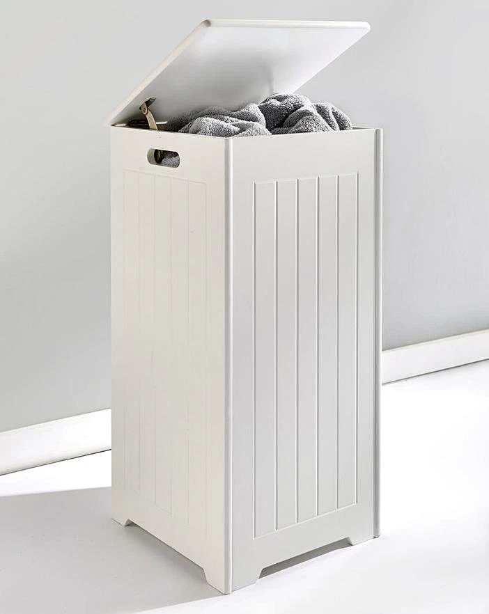 White wooden 2025 laundry basket