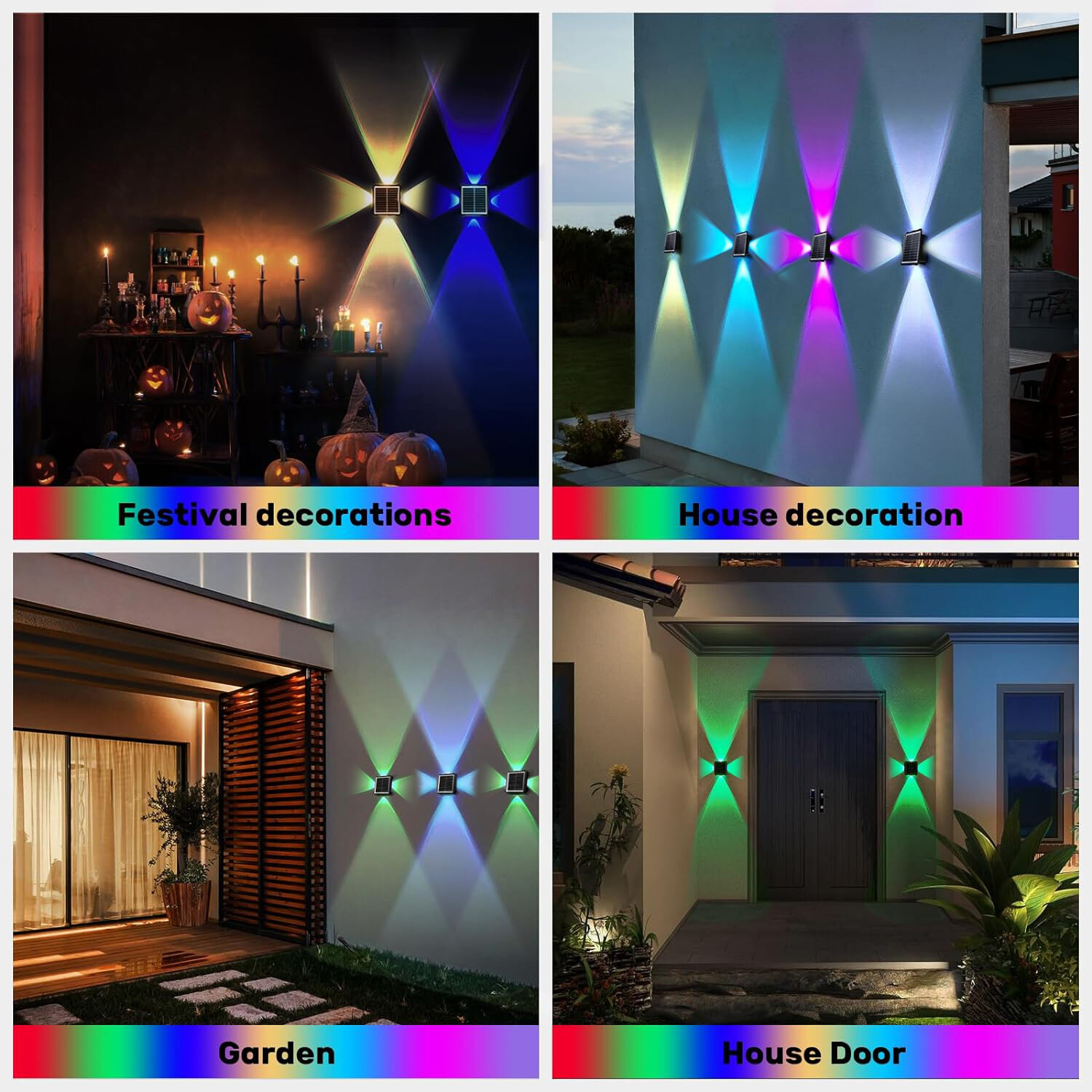 LED Solar Power Fence Lights IP65 Deck Door Wall Yard Outdoor Garden Decor Lamp