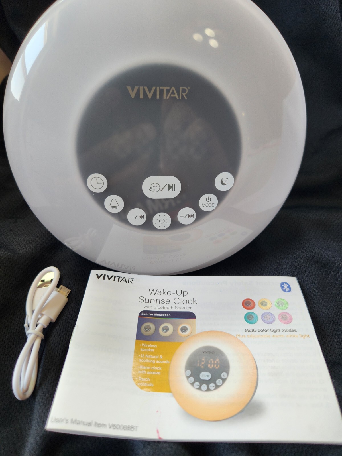 Vivitar Sunrise Alarm Clock with Bluetooth Speaker & Color Changing Light-image