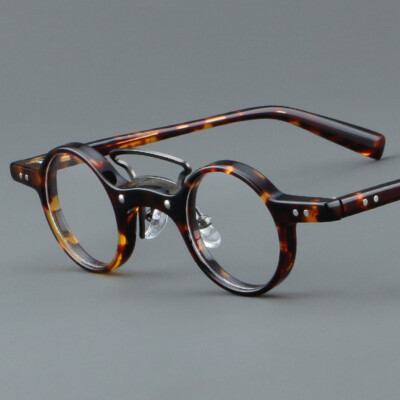 Small Round Acetate Women Eyeglass frames Retro Men Glasses Green/Black/Leopard