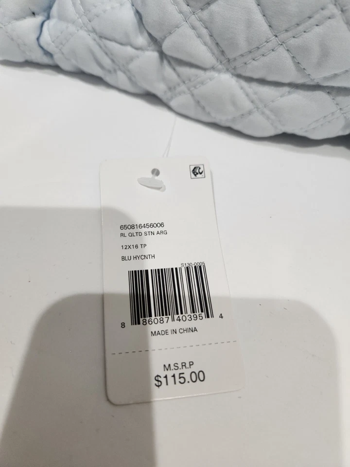 Ralph Lauren Azul Argyle/Wyatt Acolchado Satén Decorativo Tiro Almohada 12"x16" Foto 3 de 4