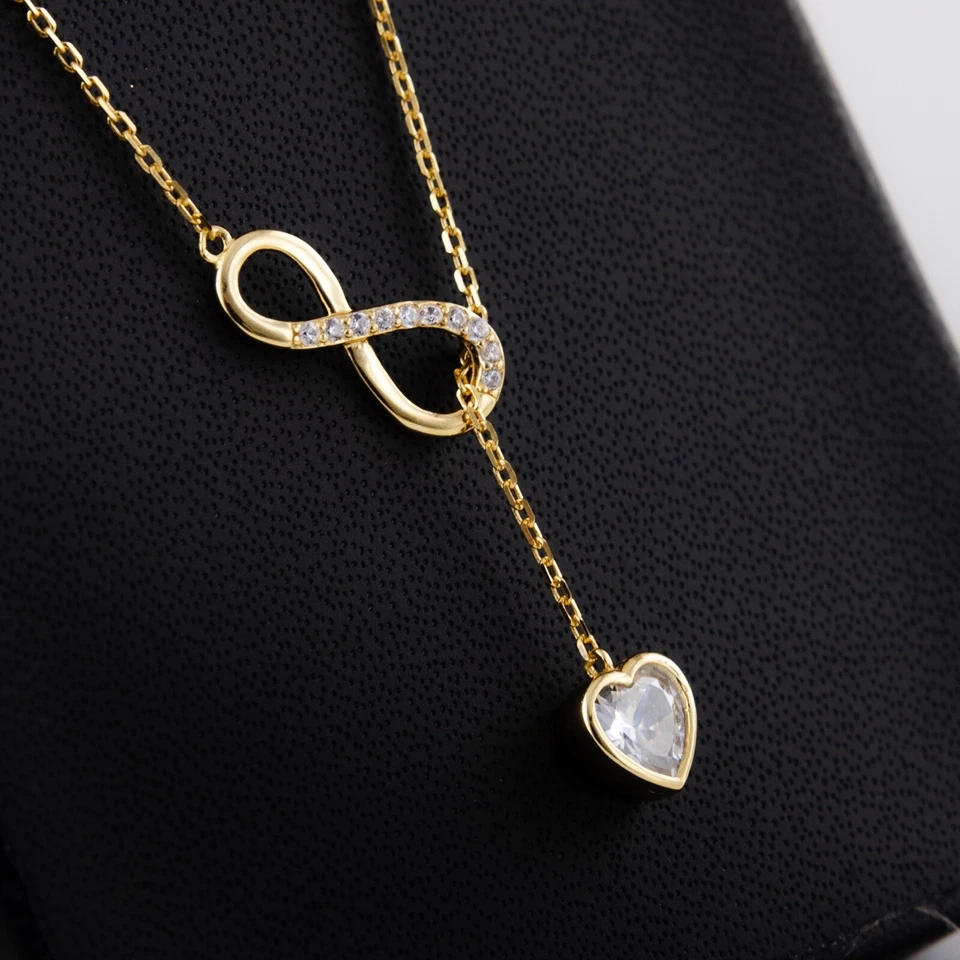 KUVARS | Halskette "Infinity Love" 925 Silber Herz Kette mit Unendlichkeit Gold - Bild 4 von 4