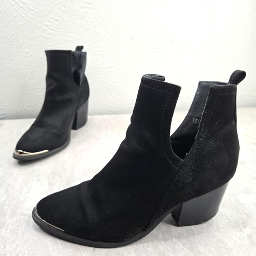 Spitz zulaufende Western Stiefeletten Größe 7,5 schwarz Wildleder Freizeit Blockabsatz Stiefel