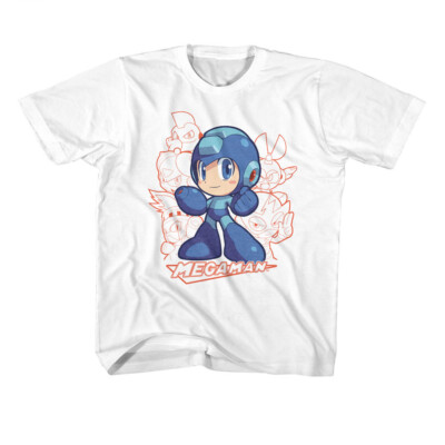 Mega Man Capcom Video Game Powered Up & Group Outline Youth T Shirt ...