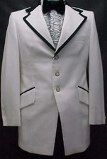 VINTAGE WHITE with BLACK VELVET PROM WEDDING TUX TUXEDO JACKET MANY SIZES
