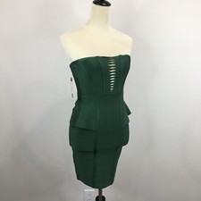 NWT MARCIANO by Guess Green Peplum Waist Bodycon Stretch Dress Womens sz 4