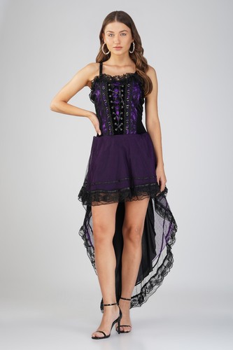 Gothic Long Corset Dress Halloween Costume Prom Party Diff Colors & Sizes - Foto 15 di 46