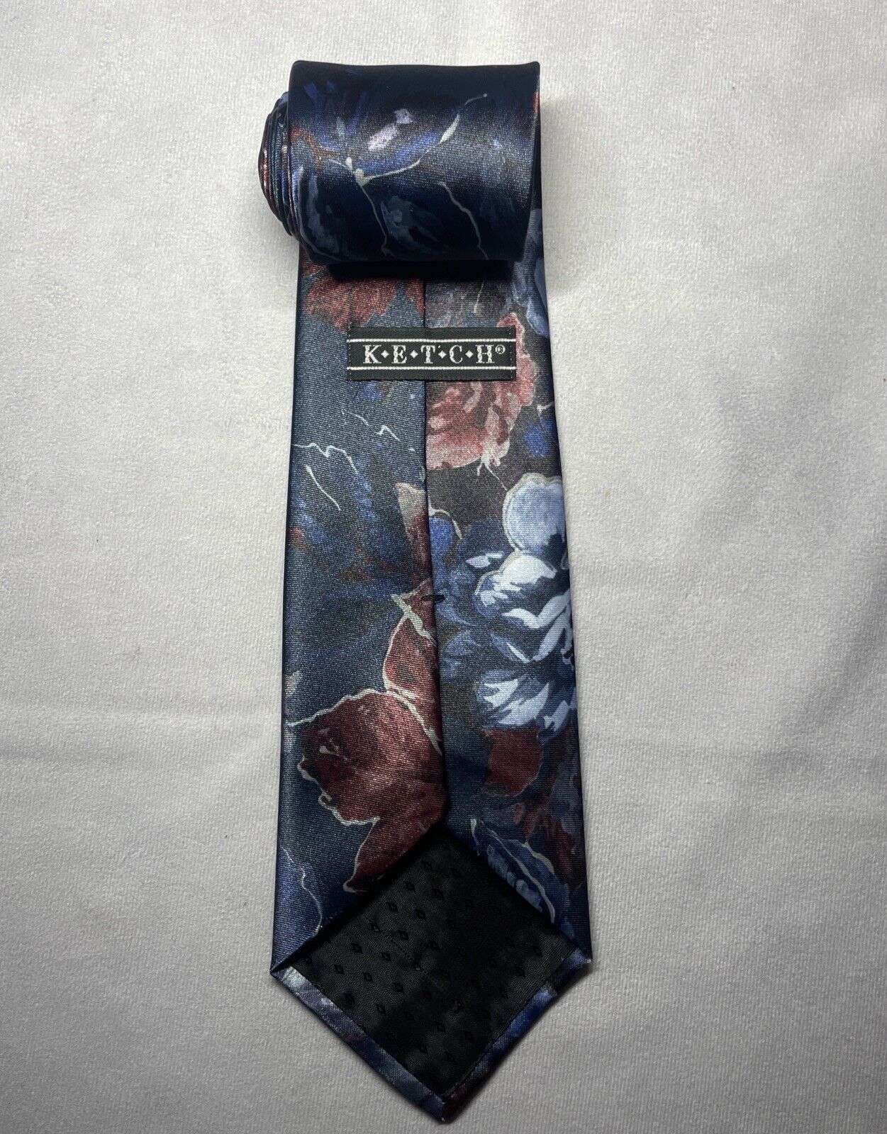 KETCH Necktie Men's 100% Polyester Floral Blue - image 5