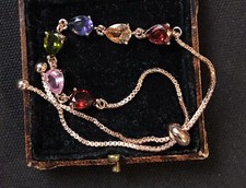 Vintage Style Multicolor Gemstones Bracelet 18K Rose gold plated