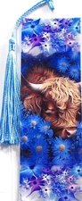 BABY COW CALF IN THE BLUE FLOWERS/FLOWERS/ANIMALS/-UNIQUE Exquisite Bookmarks